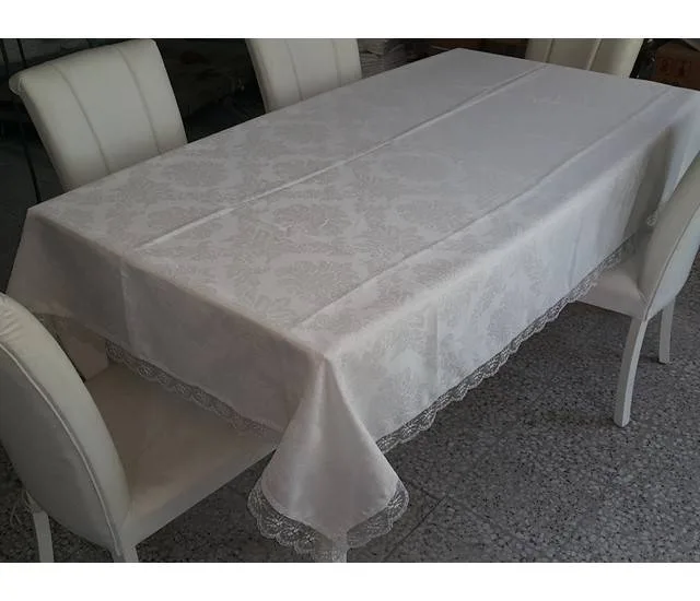 Linen Etamin ve Jakar linen simli masa örtüsü desen 5