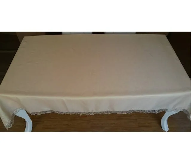 Linen Etamin ve Jakar linen simli masa örtüsü desen 9