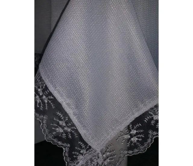 Linen Etamin ve Jakar linen simli masa örtüsü desen 3